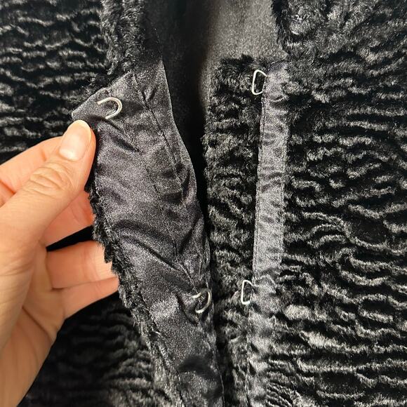 Intuitions Black Faux Fur Textured Cotton Blend Jacket Women's Medium - Picture 5 of 6